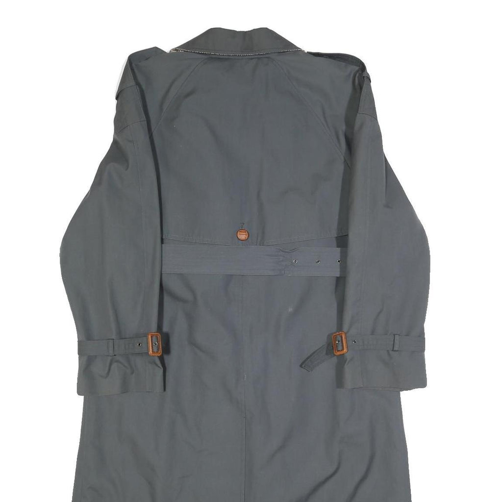 ENSIGN Womens Grey Button Jacket S Cotton Classic Trench Belted Long Sleeve