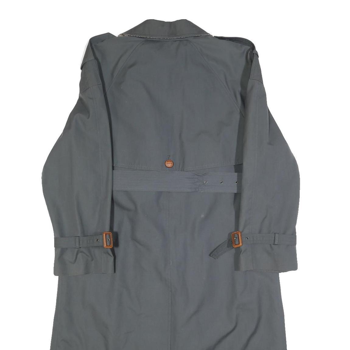 ENSIGN Womens Grey Button Jacket S Cotton Classic Trench Belted Long Sleeve