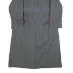 ENSIGN Womens Grey Button Jacket S Cotton Classic Trench Belted Long Sleeve