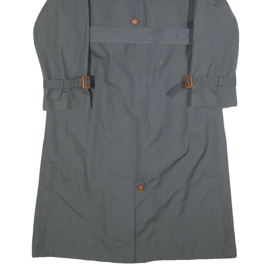 ENSIGN Womens Grey Button Jacket S Cotton Classic Trench Belted Long Sleeve