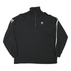ADIDAS Womens Black 1/4 Zip Sweatshirt S Classic Trefoil Logo Track Top