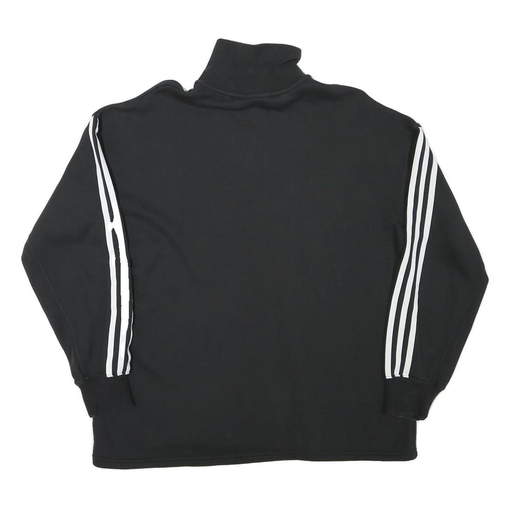 ADIDAS Womens Black 1/4 Zip Sweatshirt S Classic Trefoil Logo Track Top