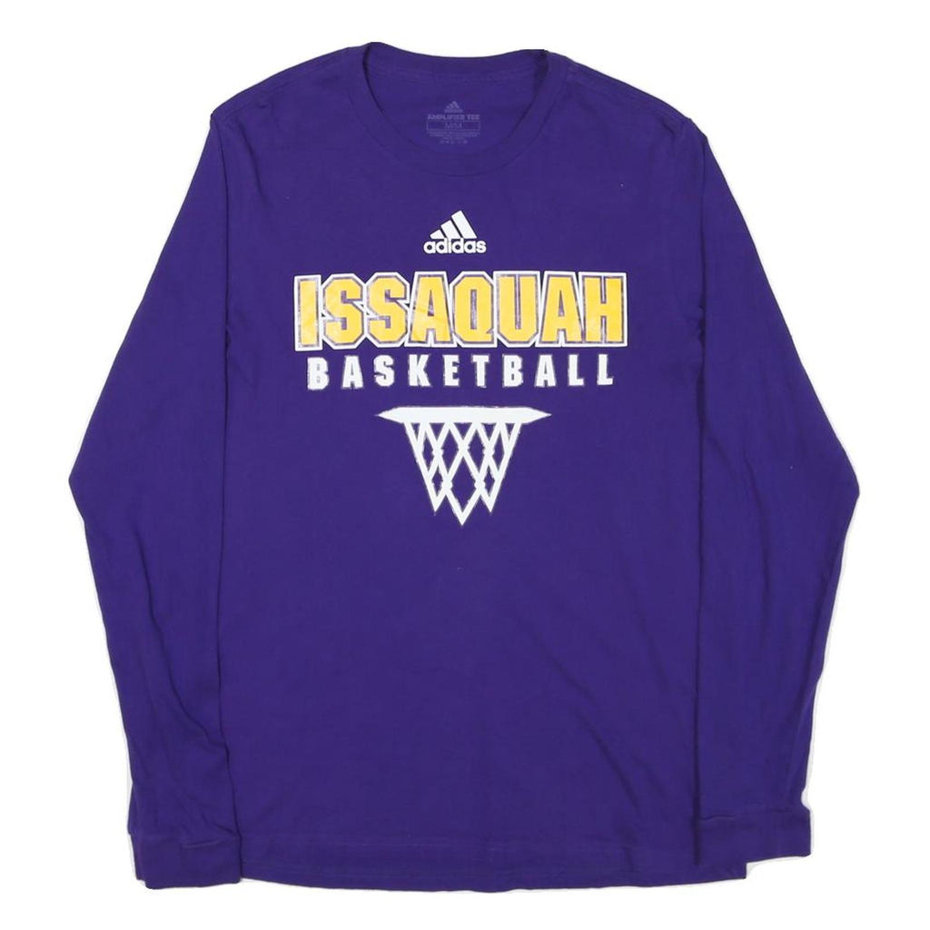 ADIDAS Mens Purple & Yellow Issaquah Basketball Graphic Long Sleeve Crew Neck