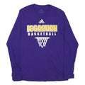 ADIDAS Mens Purple & Yellow Issaquah Basketball Graphic Long Sleeve Crew Neck