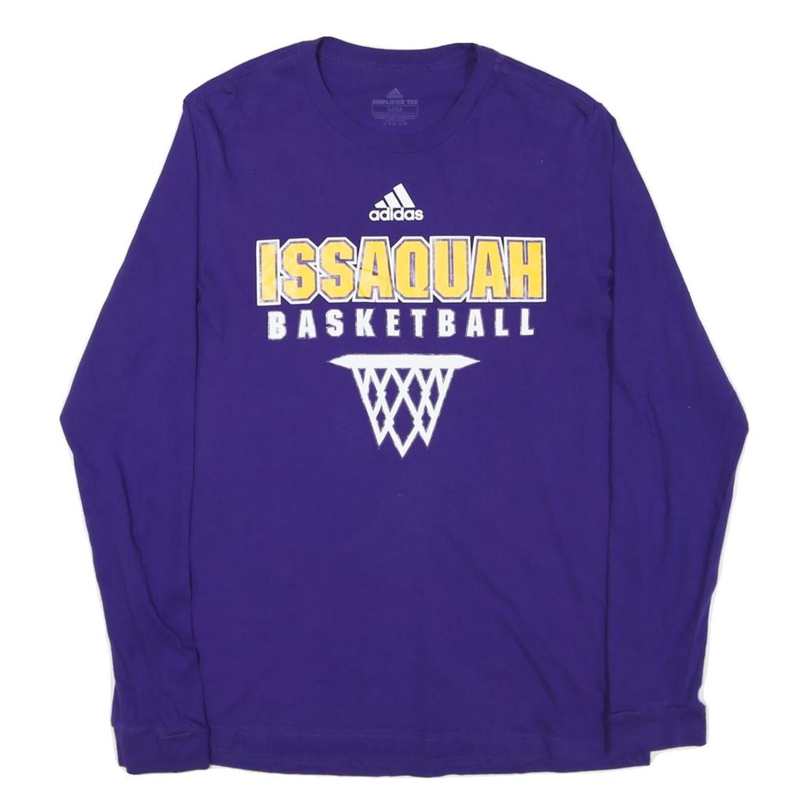 ADIDAS Mens Purple & Yellow Issaquah Basketball Graphic Long Sleeve Crew Neck