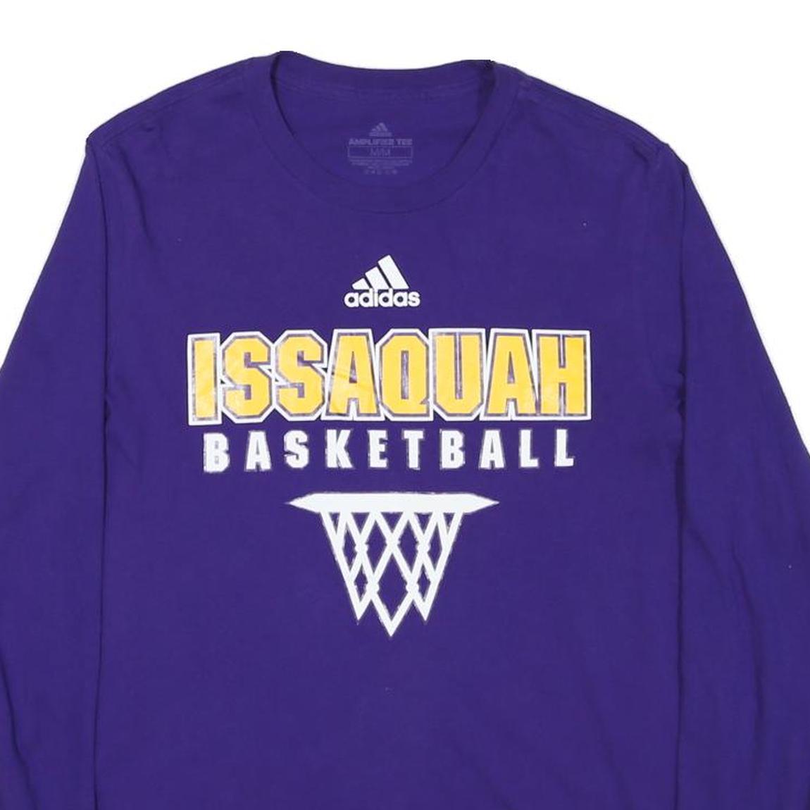ADIDAS Mens Purple & Yellow Issaquah Basketball Graphic Long Sleeve Crew Neck