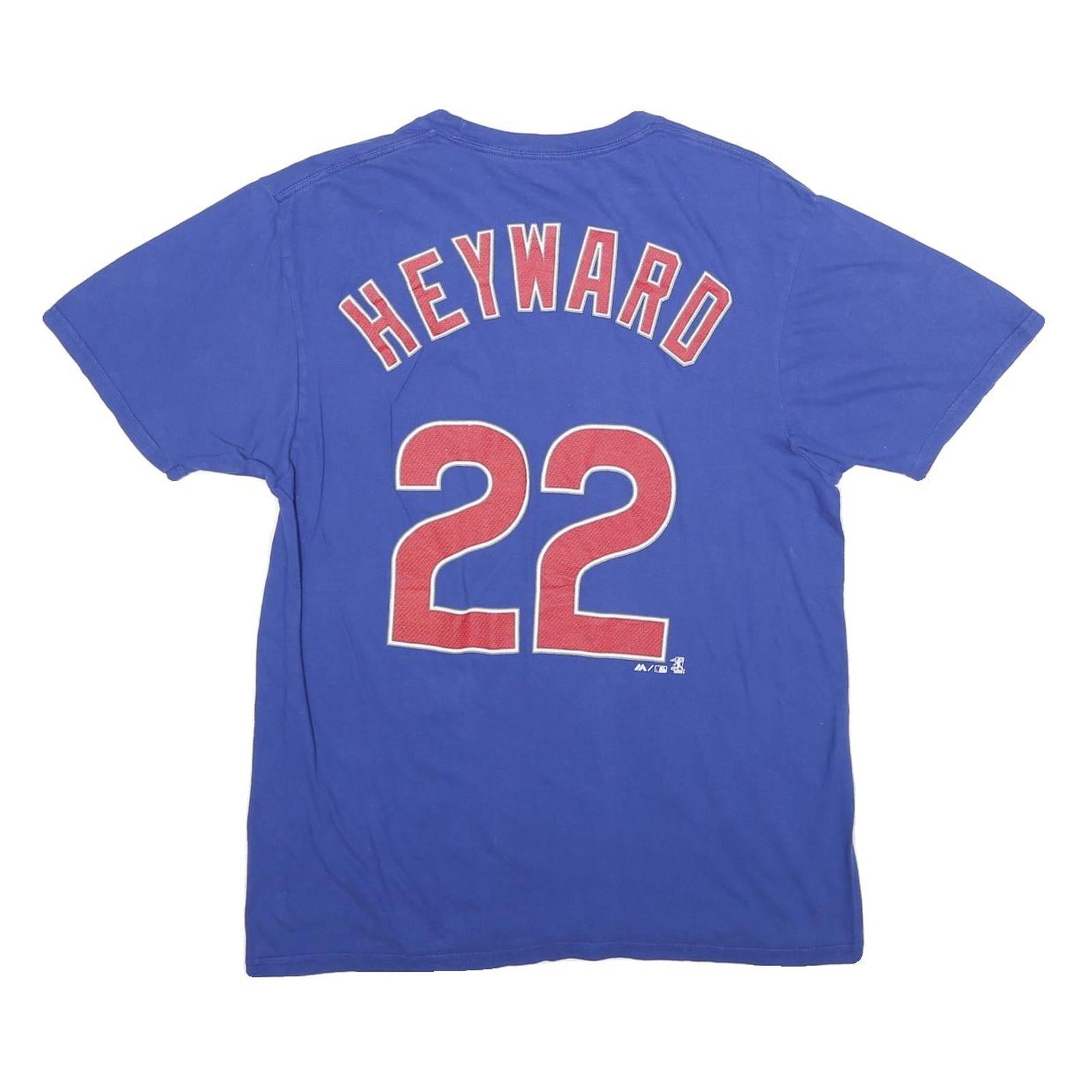MAJESTIC Mens Blue Heyward 22 Graphic T-Shirt M Short Sleeve Crew Neck Baseball