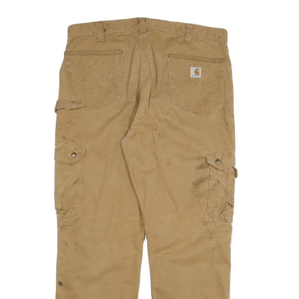 CARHARTT Mens Cotton Blend Brown Relaxed Straight Trousers W36 L31 Workwear