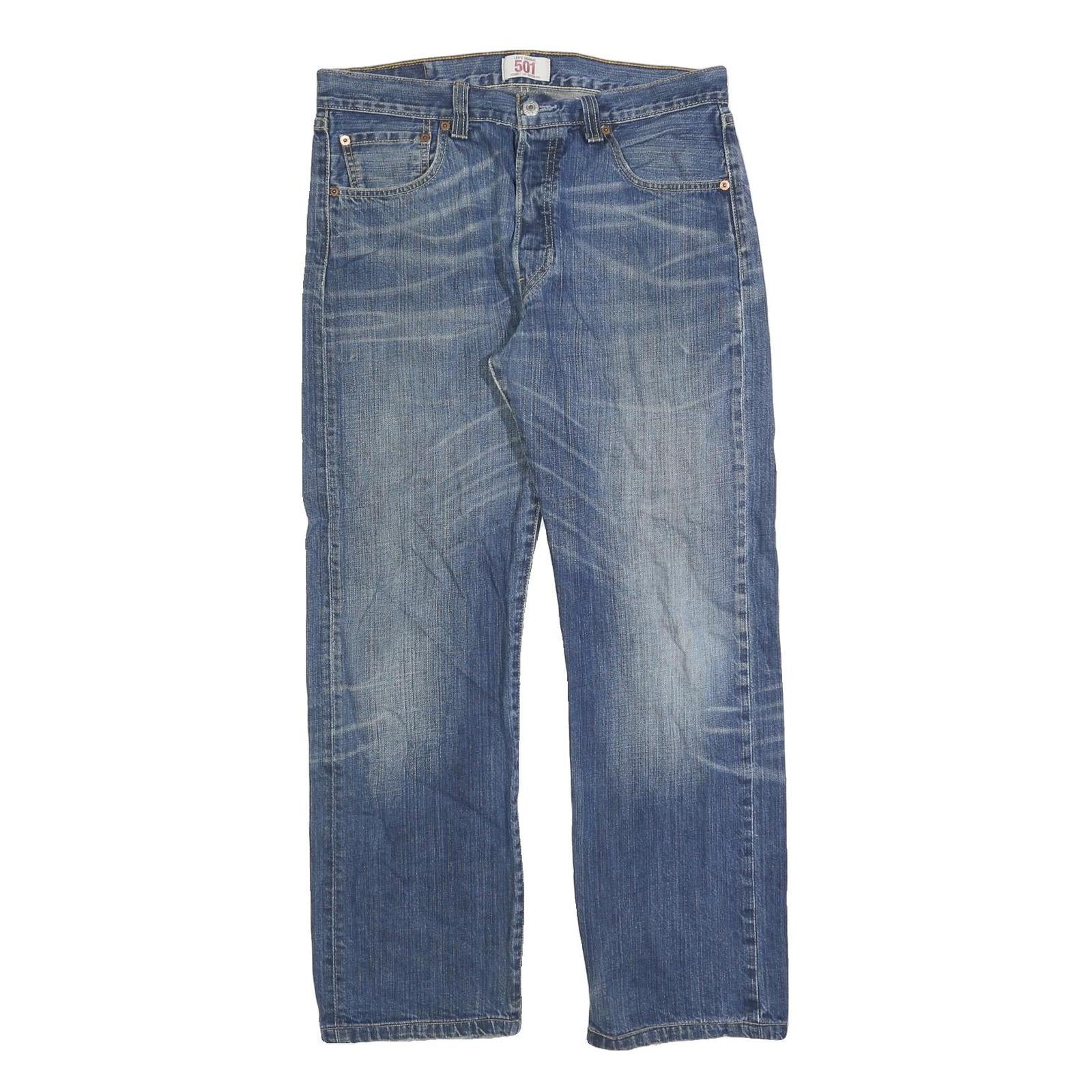 LEVI'S 501 Mens Denim Blue Regular Straight Cotton Blend W33 L28 Classic Button