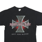 ANVIL Mens Black Speed Kill Hate Graphic T-Shirt L Short Sleeve Crew Neck Band