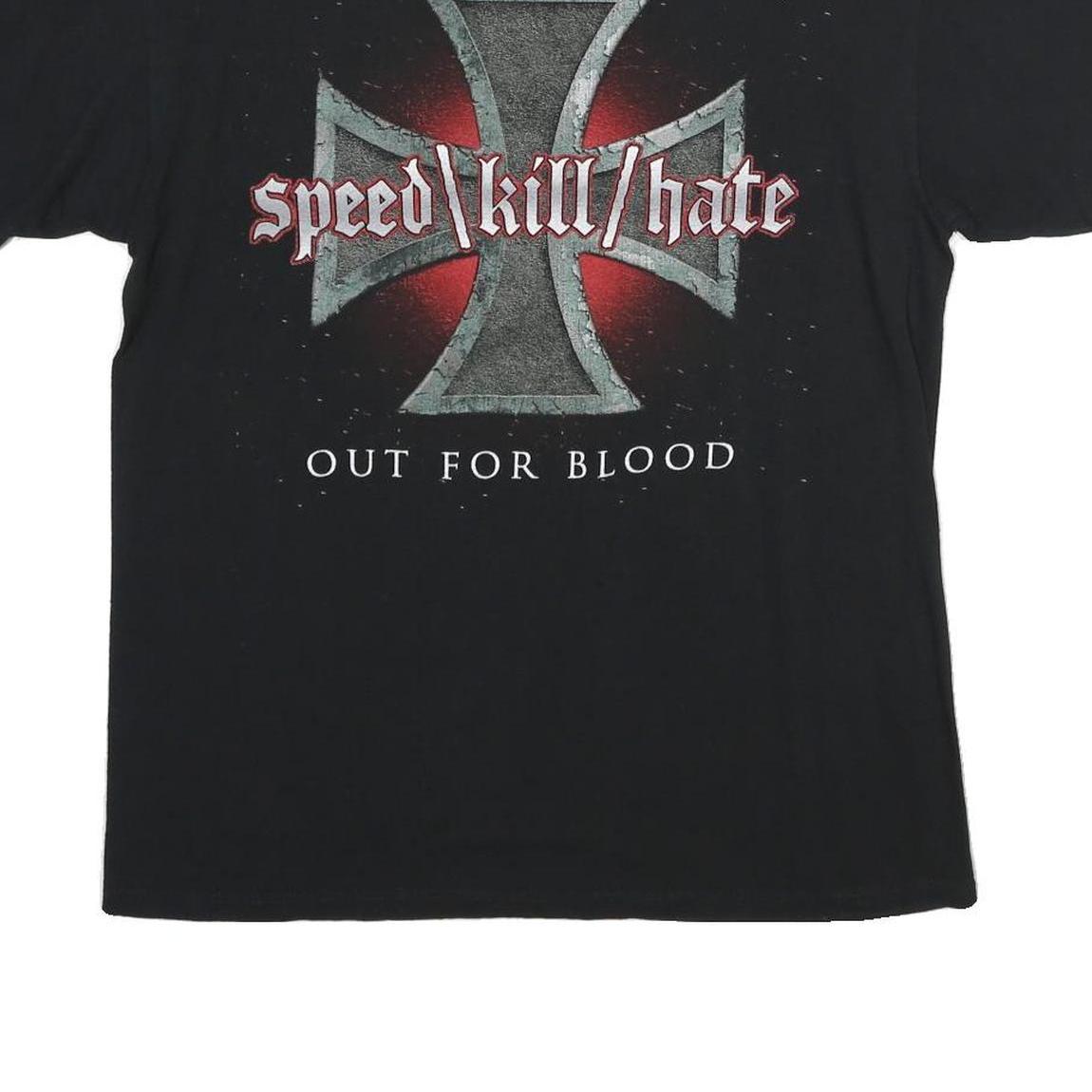 ANVIL Mens Black Speed Kill Hate Graphic T-Shirt L Short Sleeve Crew Neck Band