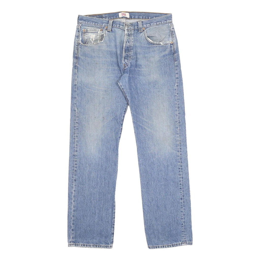 LEVI'S 501 Mens Jeans Blue Regular Straight Denim Medium W34 L32 Classic Button