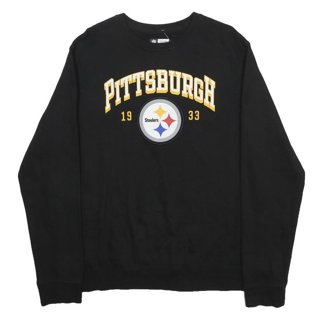 NFL Mens Black Pittsburgh Steelers Crew Neck L Cotton Blend Sweatshirt