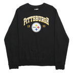 NFL Mens Black Pittsburgh Steelers Crew Neck L Cotton Blend Sweatshirt