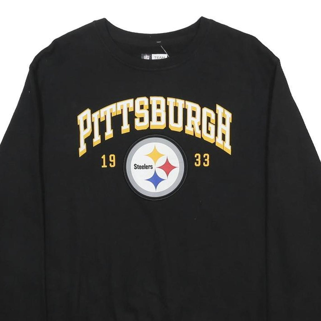 NFL Mens Black Pittsburgh Steelers Crew Neck L Cotton Blend Sweatshirt
