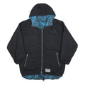 SUNSET Womens Black & Blue Reversible Hooded Jacket XL Polyester Blend Zip Plain