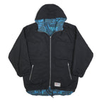 SUNSET Womens Black & Blue Reversible Hooded Jacket XL Polyester Blend Zip Plain