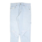 KARL KANI Womens Slim Light Blue Denim Jeans W32 L32 Distressed Zip