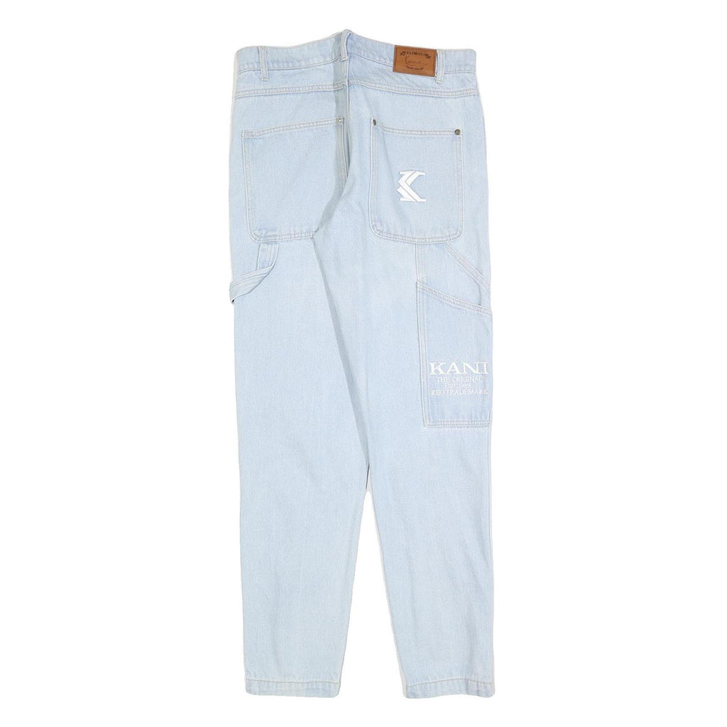 KARL KANI Womens Slim Light Blue Denim Jeans W32 L32 Distressed Zip