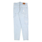 KARL KANI Womens Slim Light Blue Denim Jeans W32 L32 Distressed Zip