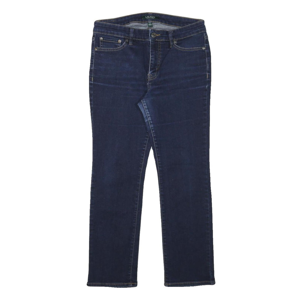 LAUREN RALPH LAUREN Womens Blue Regular Skinny Denim Raw W28 L25 Zip Closure