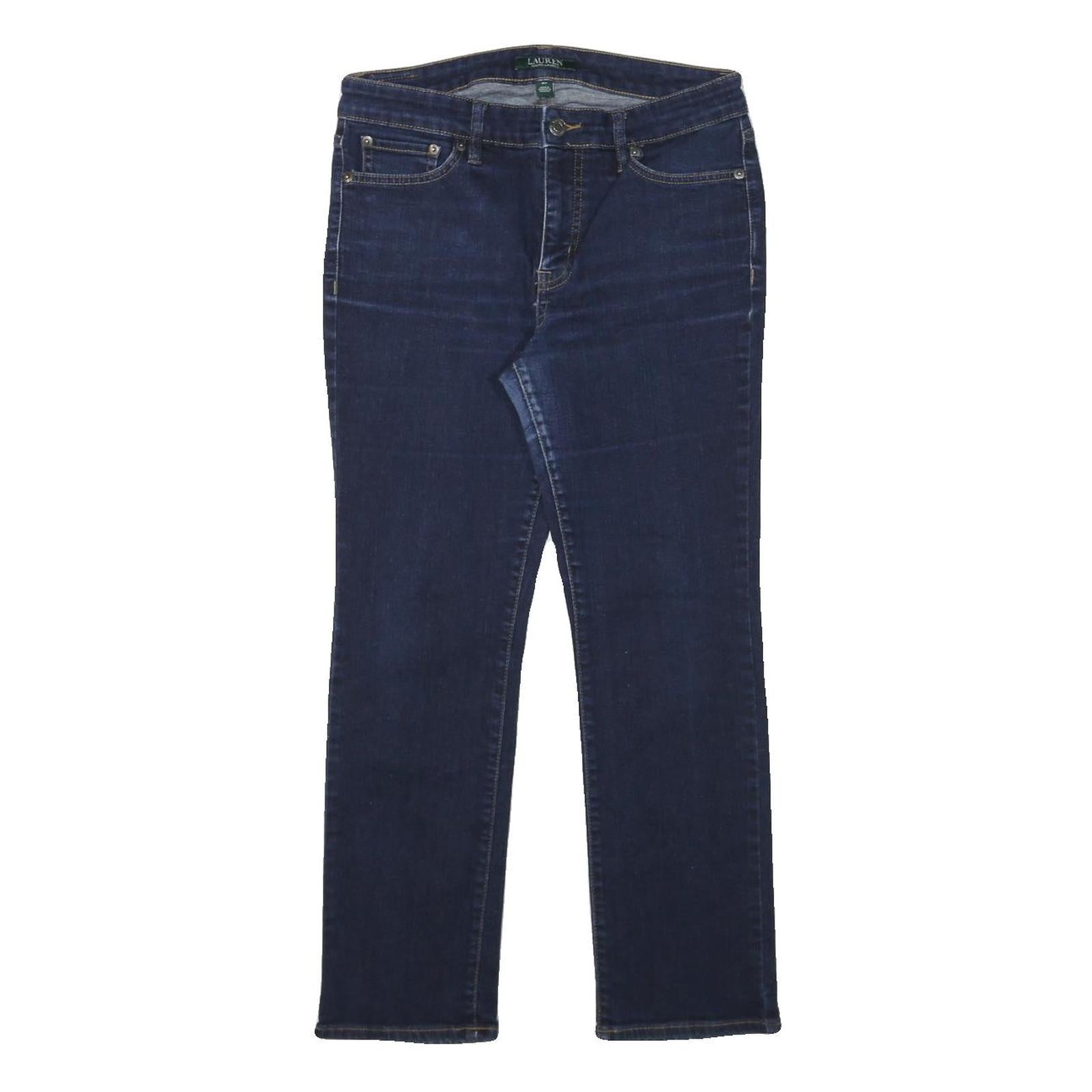 LAUREN RALPH LAUREN Womens Blue Regular Skinny Denim Raw W28 L25 Zip Closure