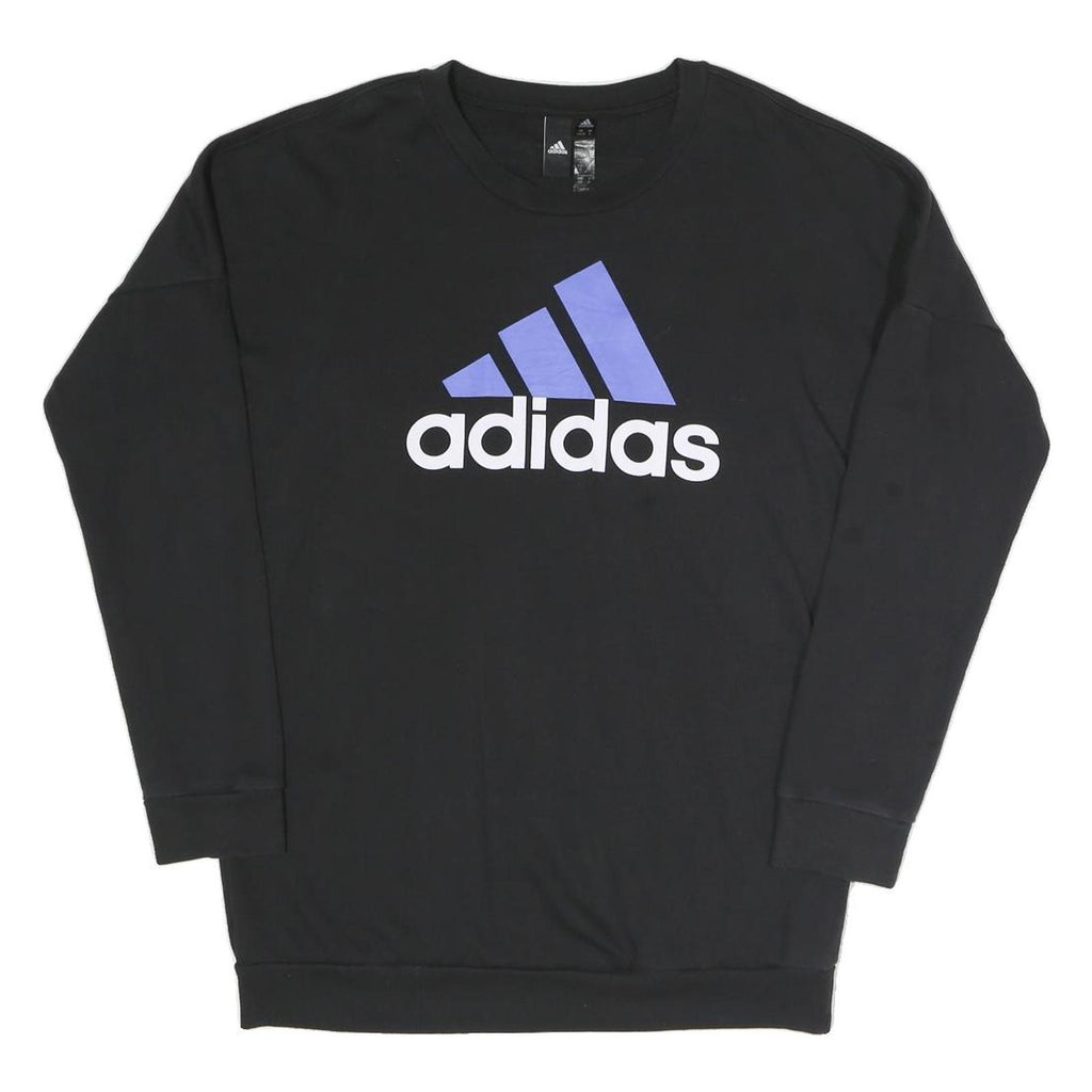ADIDAS Womens Black Crew Neck S Sweatshirt Cotton Blend Logo Print