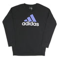 ADIDAS Womens Black Crew Neck S Sweatshirt Cotton Blend Logo Print