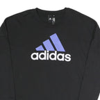 ADIDAS Womens Black Crew Neck S Sweatshirt Cotton Blend Logo Print