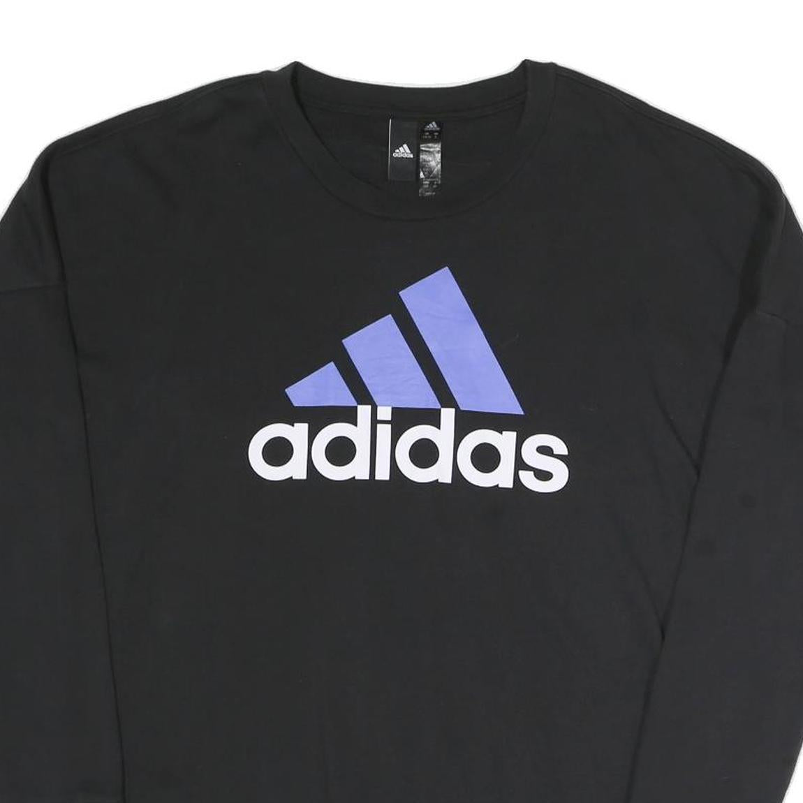 ADIDAS Womens Black Crew Neck S Sweatshirt Cotton Blend Logo Print