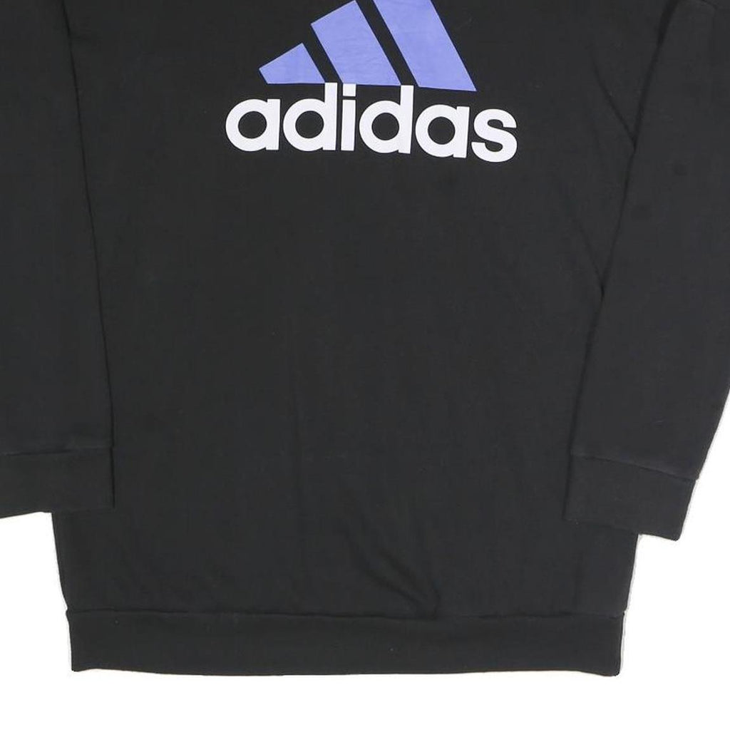 ADIDAS Womens Black Crew Neck S Sweatshirt Cotton Blend Logo Print