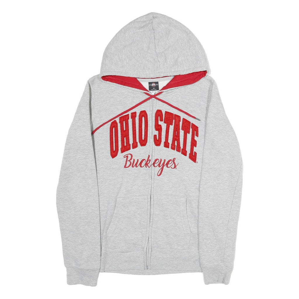OHIOSTATE Mens Grey & Red Ohio State Buckeyes Zip Hoodie M Cotton