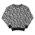 Womens Black & Grey Patterned Acrylic Blend Jumper Crew Neck Waffle Knit M