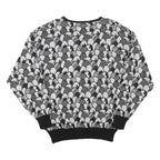 Womens Black & Grey Patterned Acrylic Blend Jumper Crew Neck Waffle Knit M