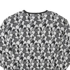 Womens Black & Grey Patterned Acrylic Blend Jumper Crew Neck Waffle Knit M