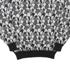 Womens Black & Grey Patterned Acrylic Blend Jumper Crew Neck Waffle Knit M