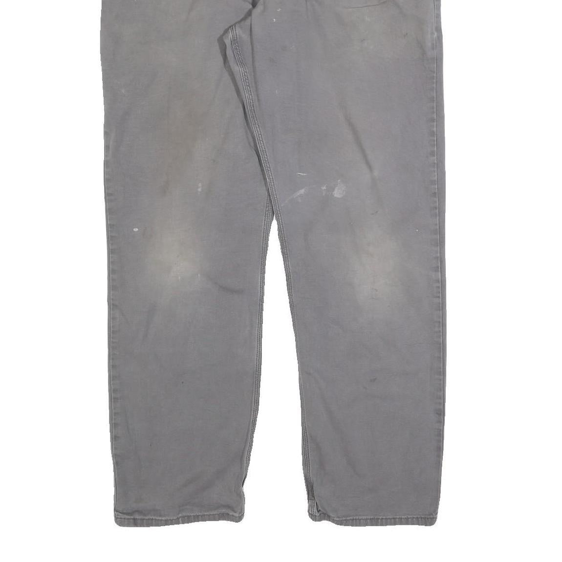 CARHARTT Mens Grey Relaxed Fit Straight Denim Jeans Zip W36 L32 Durable Workwear