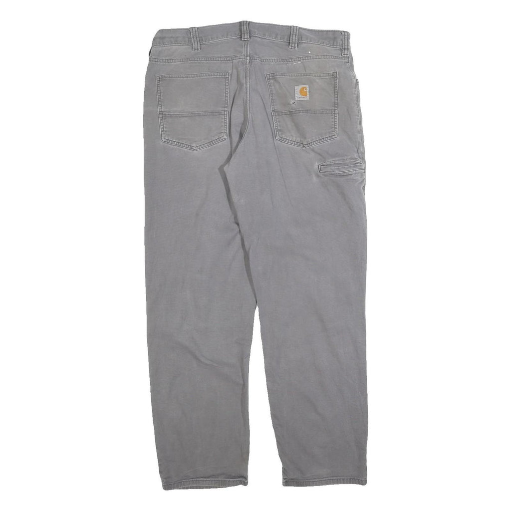 CARHARTT Mens Grey Relaxed Fit Straight Denim Jeans Zip W36 L32 Durable Workwear