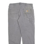 CARHARTT Mens Grey Relaxed Fit Straight Denim Jeans Zip W36 L32 Durable Workwear