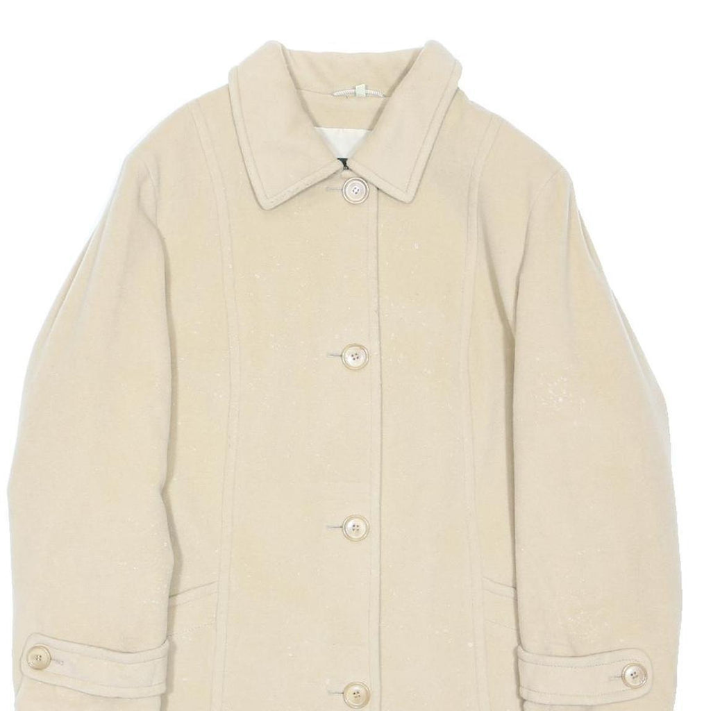 ROWLANDS Womens Beige Wool Plain Jacket UK 20 Button Closure Classic Fit Woollen