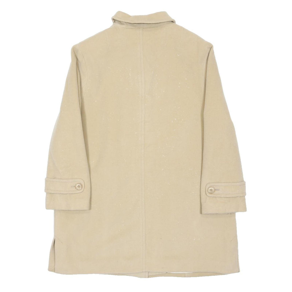 ROWLANDS Womens Beige Wool Plain Jacket UK 20 Button Closure Classic Fit Woollen