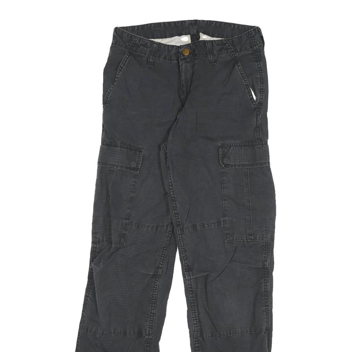 CARHARTT Mens Cotton Blend Black Regular Cargo Trousers W28 L32 Functional