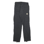 CARHARTT Mens Cotton Blend Black Regular Cargo Trousers W28 L32 Functional