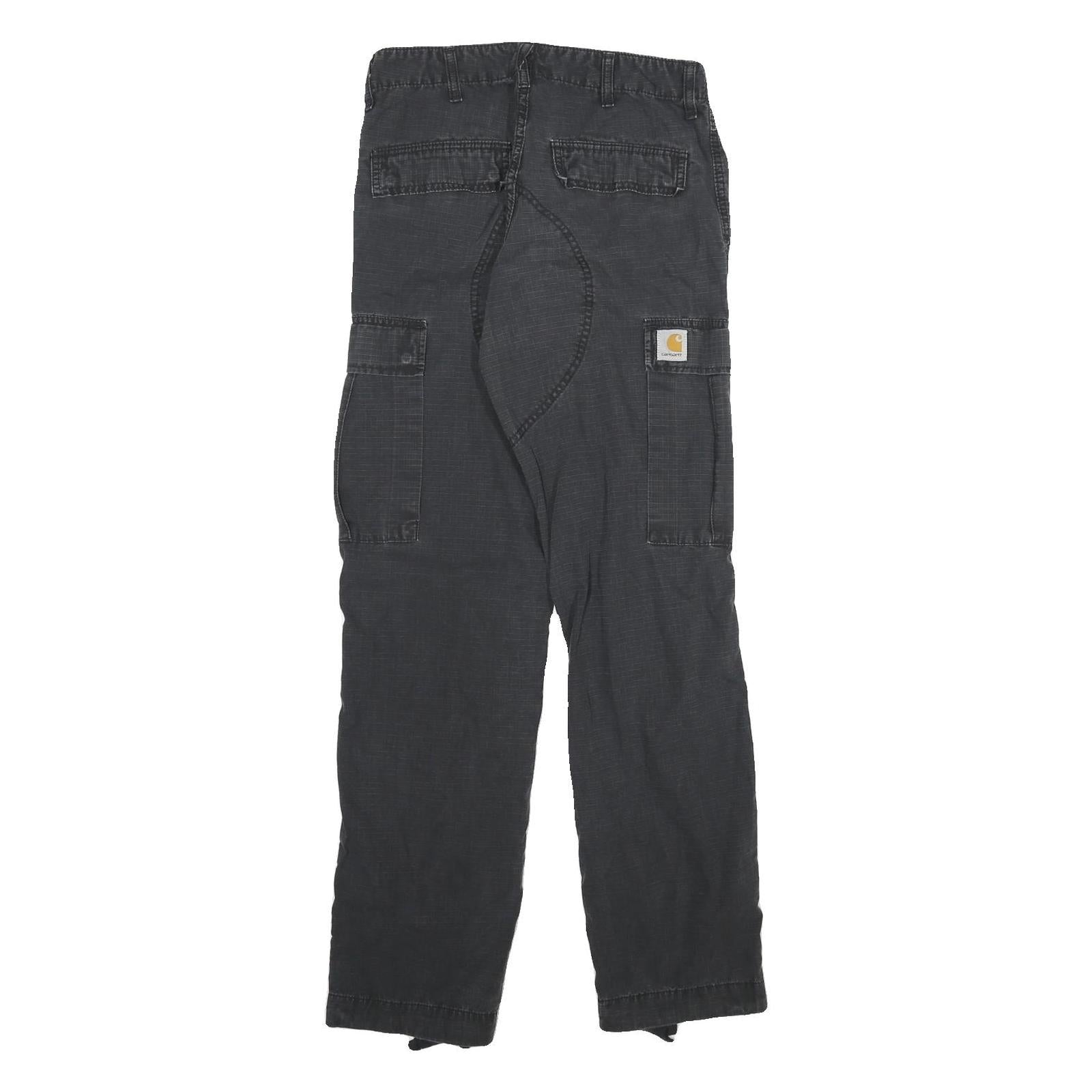 CARHARTT Mens Cotton Blend Black Regular Cargo Trousers W28 L32 Functional