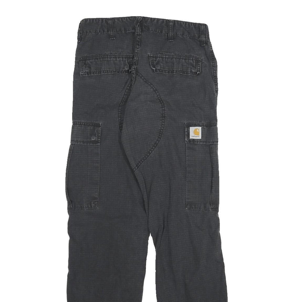 CARHARTT Mens Cotton Blend Black Regular Cargo Trousers W28 L32 Functional