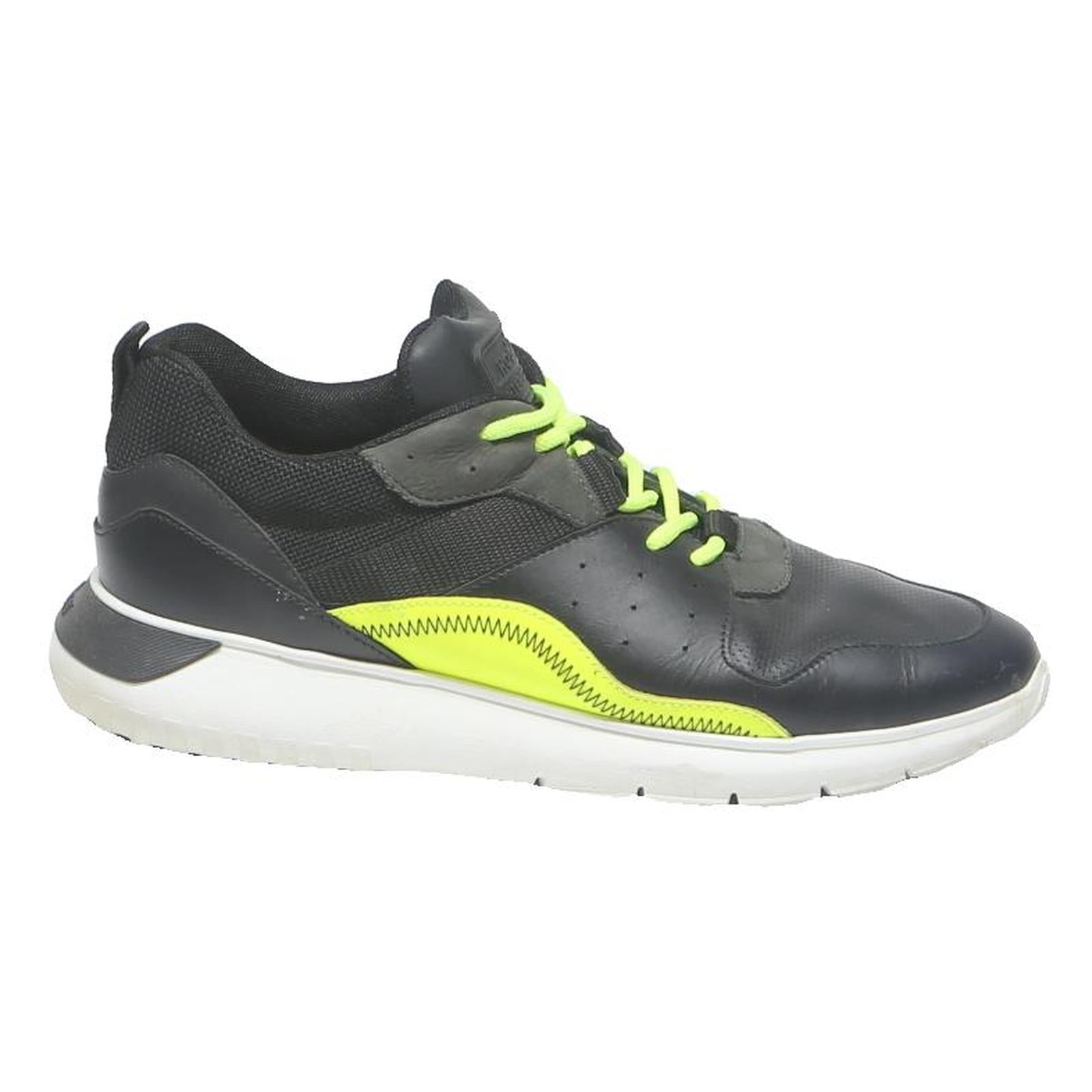 HOGAN Mens Black Neon Yellow Synthetic Trainers UK 8 Lightweight Comfortable
