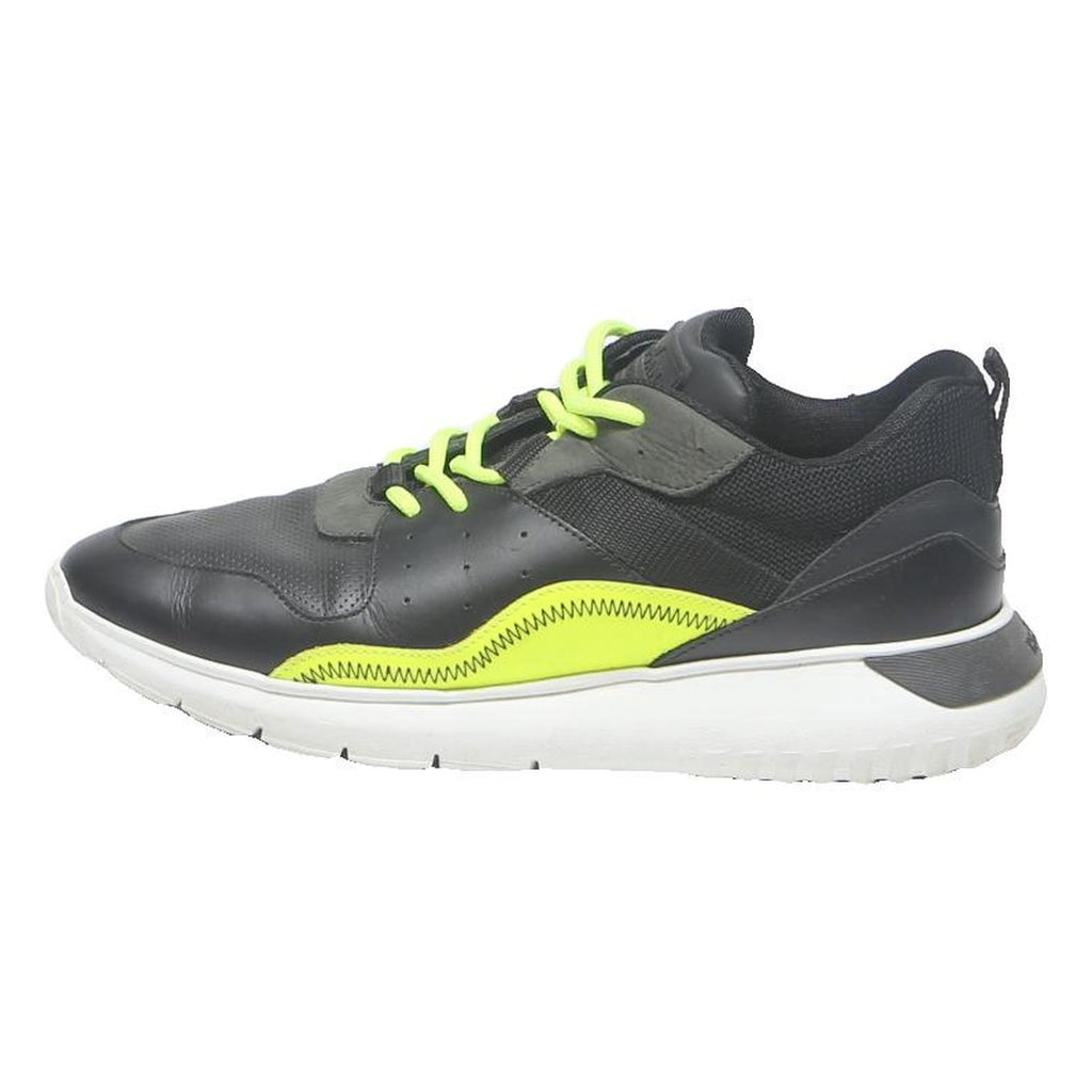 HOGAN Mens Black Neon Yellow Synthetic Trainers UK 8 Lightweight Comfortable