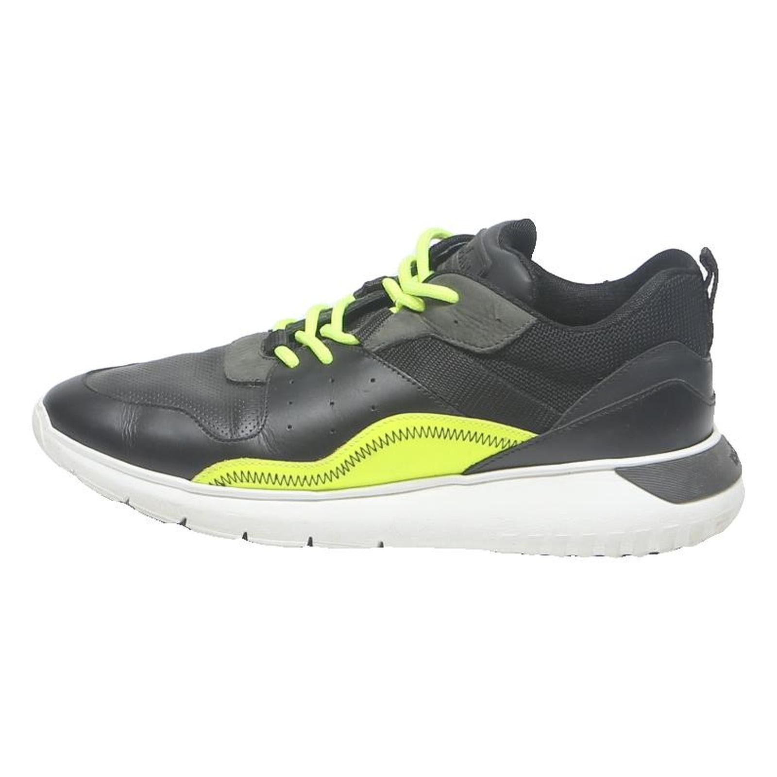 HOGAN Mens Black Neon Yellow Synthetic Trainers UK 8 Lightweight Comfortable