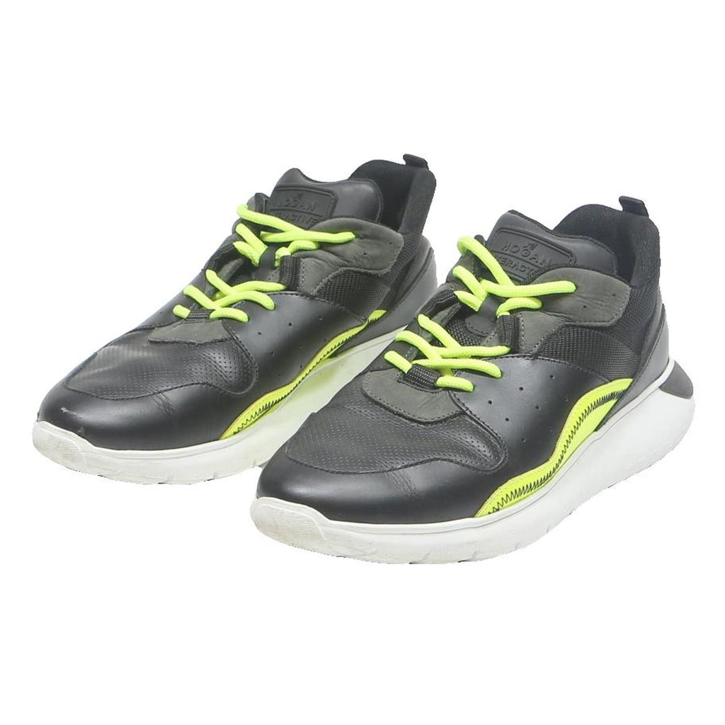 HOGAN Mens Black Neon Yellow Synthetic Trainers UK 8 Lightweight Comfortable