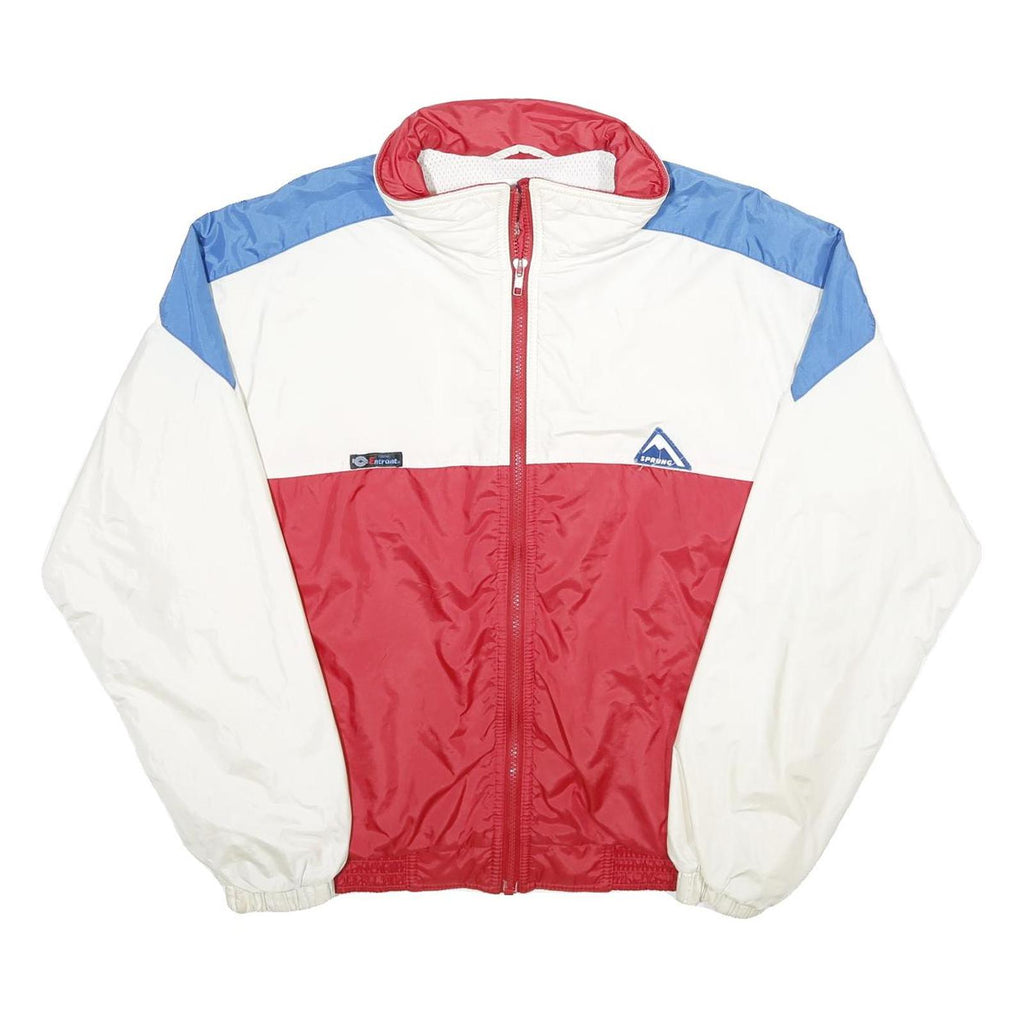 SPRUNG Mens White & Red & Blue Zip Nylon Casual Jacket M Lightweight